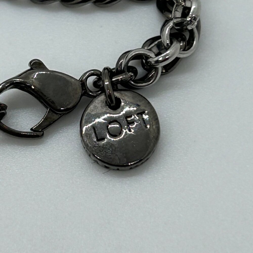 Loft Double Strand Necklace Purple Faceted Teardrop Silver-Tone Chain Vintage - Picture 7 of 15
